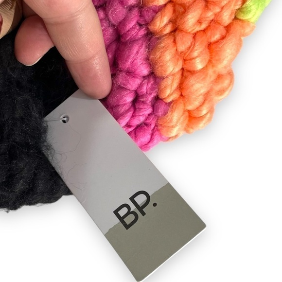 BP Chunky Knit Winter Cowl Scarf, Black/Rainbow, O/S - Picture 4 of 6